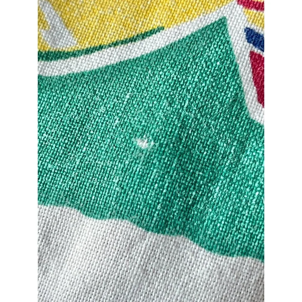 Southwestern Tablecloth 63” x 49” VTG With Red Green Yellow & Blue Stripes - Picture 10 of 16